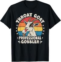 Throat Goat Retro Inappropriate Adult Humor Funny Gag Memes T-Shirt Mens Womens Tees Top XL