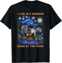 I Live In A Van-Gogh Down-By The River T-Shirt Mens Womens Tees Top M