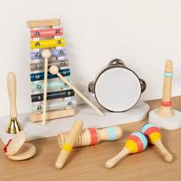 Musical instrument set kindergarten science and education early education percussion music combination wooden children's toys teaching aids beige
