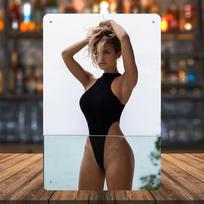 Metal Wall Art 8x12 Inch Sexy Pinup Girl Decor Battery-Free Home Office Bar Man Cave 20x30cm（7.8x11.8inch）