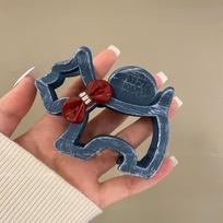 Animal Hollow Puppy Hair Grab Hollow Red Bow Shark Clip Creative Cartoon Hair Claw  Girls Style 1