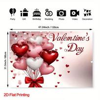 2D Valentine's Day Wedding Anniversary Backdrop, Love Heart Banner Decoration 47.2x31.5inch/120*80cm