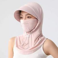 Ice Silk Balaclava Hat Dual Use Sunscreen Full Face Cover Cycling Sun Protection Mask  Sports rožinė