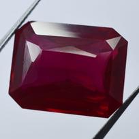 16.45 Ct NATURAL Emerald Cut RED Ruby CERTIFIED Loose Gemstone 16 mm approx raudona