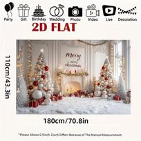 2D Classic Christmas Fireplace Backdrop Snowy Floor & Gift Boxes Banner 47.2x31.5inch/120*80cm