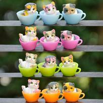 Cat Mug Pvc Figurine Blind Box Toy Unique Desk Decor Ideal For Home Office Use