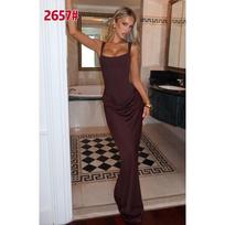 TK Women's Spring Slim Fit Herringbone Spaghetti Strap Long Dress Solid Color Hip-hugging Dress S ruda
