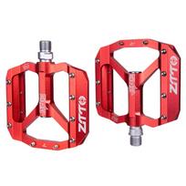 ZTTO MTB Bearing Aluminum Alloy Flat Pedal Bicycle Good Grip Lightweight 9/16 Pedals Big For Gravel Bike Enduro Downhill JT01 JT01-Red