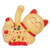 Cashier Decoration Automatic Waving Cat Luxurious Red Plastic Base Solar Energy Powered Sufficient Light Required geltona