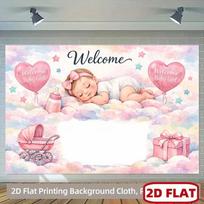 2D Baby Girl Shower Backdrop Pastel Cloud & Gift Box Party Decoration Background 47.2x31.5inch/120*80cm