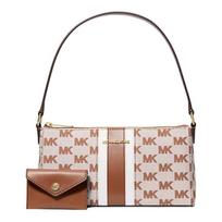 MICHAEL KORS Vincent Vincent Logo Jacquard Cotton Handbag Medium Women's Leather Brown ruda