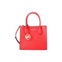 MICHAEL KORS crossbody bag Mercer Letter Logo Pendant Pebbled Detachable Shoulder Strap Leather Tote Tote Shopping Hand-held Shoulder Medium Women's raudona