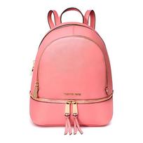 MICHAEL KORS Rhea Zip Solid Color Leather Simple Commuting Cowhide Backpack Backpack Medium Women's Pink rožinė