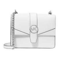 MICHAEL KORS Greenwich Classic Logo Magnetic Closure Crossbody Cow Leather Shoulder Bag Small Women's White balta