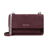 MICHAEL KORS Claire Silver Hardware Suede Shoulder Bag Large Women's Dark Red sidabras
