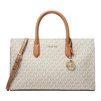 MICHAEL KORS Scarlett Logo Print Faux Leather Crossbody Handbag Medium Women Vanilla White balta