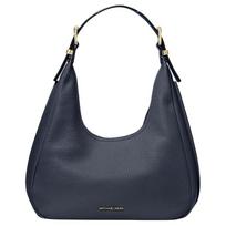 MICHAEL KORS Nolita metal hardware hobo handbag cow leather shoulder bag small women's navy blue mėlyna