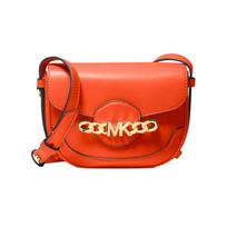 MICHAEL KORS Luggage Series Letter Buckle Solid Color Retro Leather Shoulder Crossbody Bag Mini Women’s Orange Red raudona