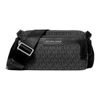 MICHAEL KORS Hudson Gold Hardware Coated Canvas Crossbody Bag Men's Black juoda