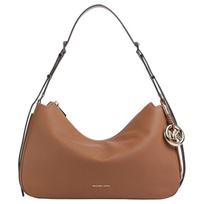 MICHAEL KORS Nolita Polished Gold Hardware Hobo Bag Pebbled Leather Shoulder Bag Medium Women's Brown auksas