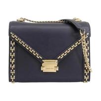 MICHAEL KORS Whitney monogram leather crossbody shoulder bag large women's dark blue mėlyna