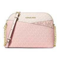 MICHAEL KORS Jet Set Travel Gold Hardware Zip Closure Coated Canvas Shoulder Bag Medium Women's Pink auksas