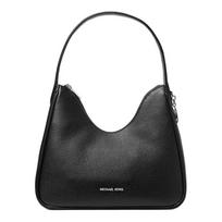 MICHAEL KORS Nayla Grained Textured Metal Hardware Lettering Leather Shoulder Bag Small Women's Black juoda