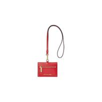 MICHAEL KORS Jet Set Travel Letter Logo Zipper Closure Saffiano Leather Card Holder Women's Bright Red raudona
