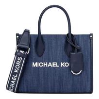 MICHAEL KORS Mirella Letter Print Cotton Shoulder Handbag Small Women's Blue mėlyna