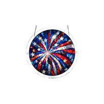 Acrylic Suncatcher Window Hanging Decoration with Star and Stripe Pattern Round Shape for Indoor Outdoor Display Home Ornament One Size