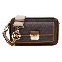 MICHAEL KORS Bradshaw old flower printed retro French zipper leather camera bag commuter bag crossbody bag medium women's brown ruda