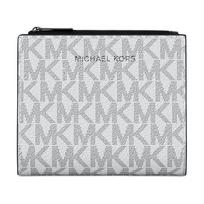 MICHAEL KORS COOPER gunmetal-plated hardware, coated canvas and polyester and PU wallet, same style for men and women, couple model, bright white auksas