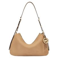 MICHAEL KORS Nolita Metal Accessories Suede Texture Round Charm Calf Leather Shoulder Bag Medium Women Light Brown auksas