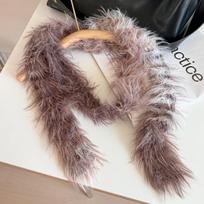 Subculture Narrow Long Scarf Gothic Punk Choker Streamer Fashion Y2K Faux Fur Scarf  Girl Style D