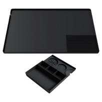 Non Slip Silicone Coffee Machine Counter Mat with Drainage Area Heat Resistant Protection and Separate Detachable Tamping Pad juoda
