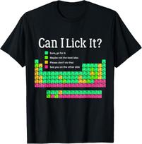 Can I Lick It Periodic Table Teacher Student Funny Unisex T-Shirt S įvairiaspalvis