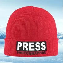 New White PRESS text and PHOTOGRAPHER Unisex Women Unisex Knitted Hat Beanie Pullover Cap Winter Thermal Warm Christmas Outdoor Cyc