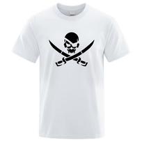 Pirate Skull Logo Funny Print T-Shirts Unisex Women Loose Tshirs Breathable Summer T-Shirts 100% Cotton Oversize Casual Tee Clothes S įvairiaspalvis