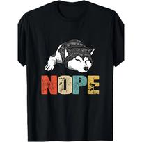 European Sizes Vintage Nope Funny Siberian Husky Dog Lover T-Shirt S įvairiaspalvis