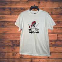 Djibouti Pirate Skull White T-Shirt Medium- New With Tags S įvairiaspalvis