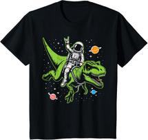 Astronaut On Dino Trex Rock Space Rocker Boys Toddler T-Shirt Mens Womens Tees Top L