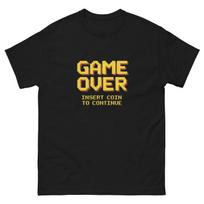 Retro Arcade Game Over Tee, Insert Coin to Continue Shirt, Gamer Gift T-Shirt Mens Womens Tees Top 4XL