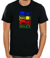 Eat Sleep Game Repeat Gamer Short Sleeve  White T Shirt Mens Womens Tees Top Men F442 XL