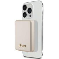 Induktyvus Powerbankas Guess Magsafe Metalinis Script Logotipas 15W 5000mAh, Auksinis