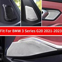 Skirta BMW 3 serijos G20 - Plieninė garsiakalbių apdailos dangtelis Automobilio durų garsiakalbių stereo dekoratyvinis dangtelis Inter handle Silvery