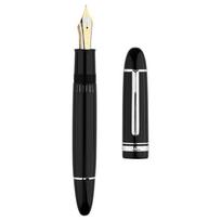 New MAJOHN P141 Copper Piston Fountain Pen #8 F/M Nib Luxury Black Resin Writing Ink Pen with View Ink Window Germany Design No.8 F(0.5mm)