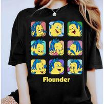 Disney Flounder Nuotaikos Mažoji Undinėlė Marškinėliai Unisex Suaugusiems 100% Medvilnės T-shirt Vyriški Marškinėliai Viršus Vaikams 3XL yellow