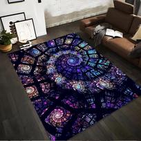 Colorful Spiral Mandala Carpet with Stained Glass Pattern Design  Suitable for use as an anti-slip for living room bedroom sofas 40x60cm( 15x23in )