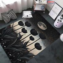 3D Black Tulip Printed Carpet Rug for Living Room Bedroom Kids Room Art Modern Decoration Mats Yoga Mat Chair Mat Special Gift 40x60cm