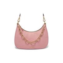 MICHAEL KORS Cora simple and comfortable solid color chain logo zipper print cow leather half-moon bag shoulder crossbody bag large size women's pink rožinė